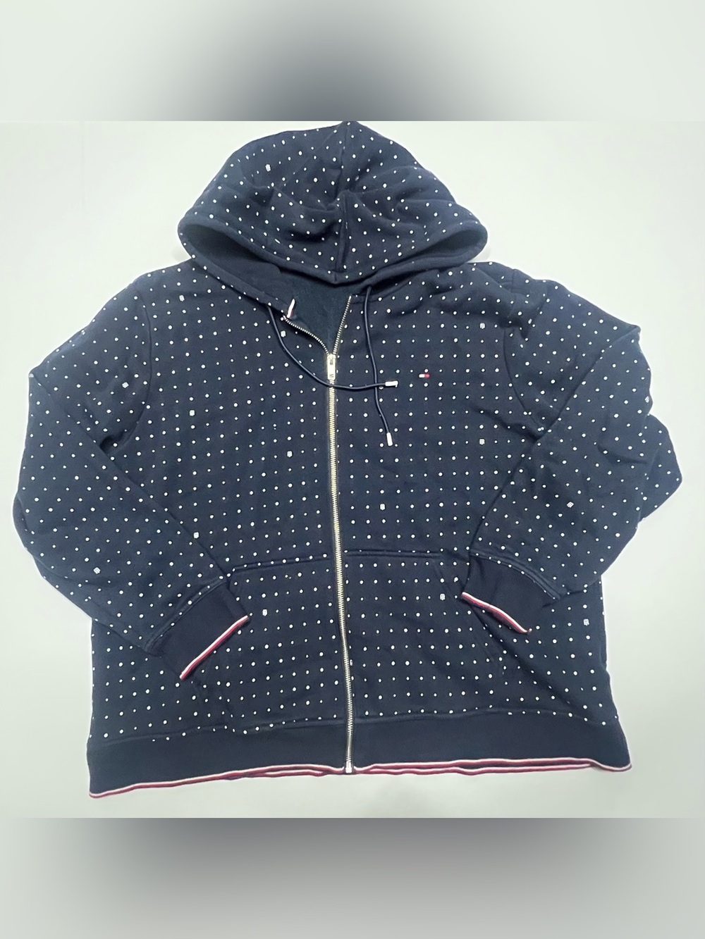 Tommy Hilfiger Navy Polka Dot Full Zip Hoodie Jacket XXL